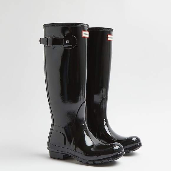 HUNTER Original Tall Black Gloss Rain Boots Waterproof 
Size 7 New - Picture 16 of 16